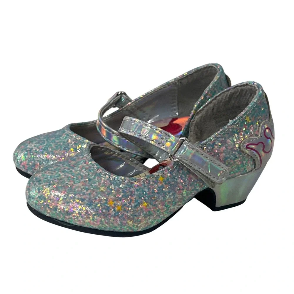 Disney Kids Silver Metallic Heeled Princess Dress Up Shoes Toddler Girls 6 Fun